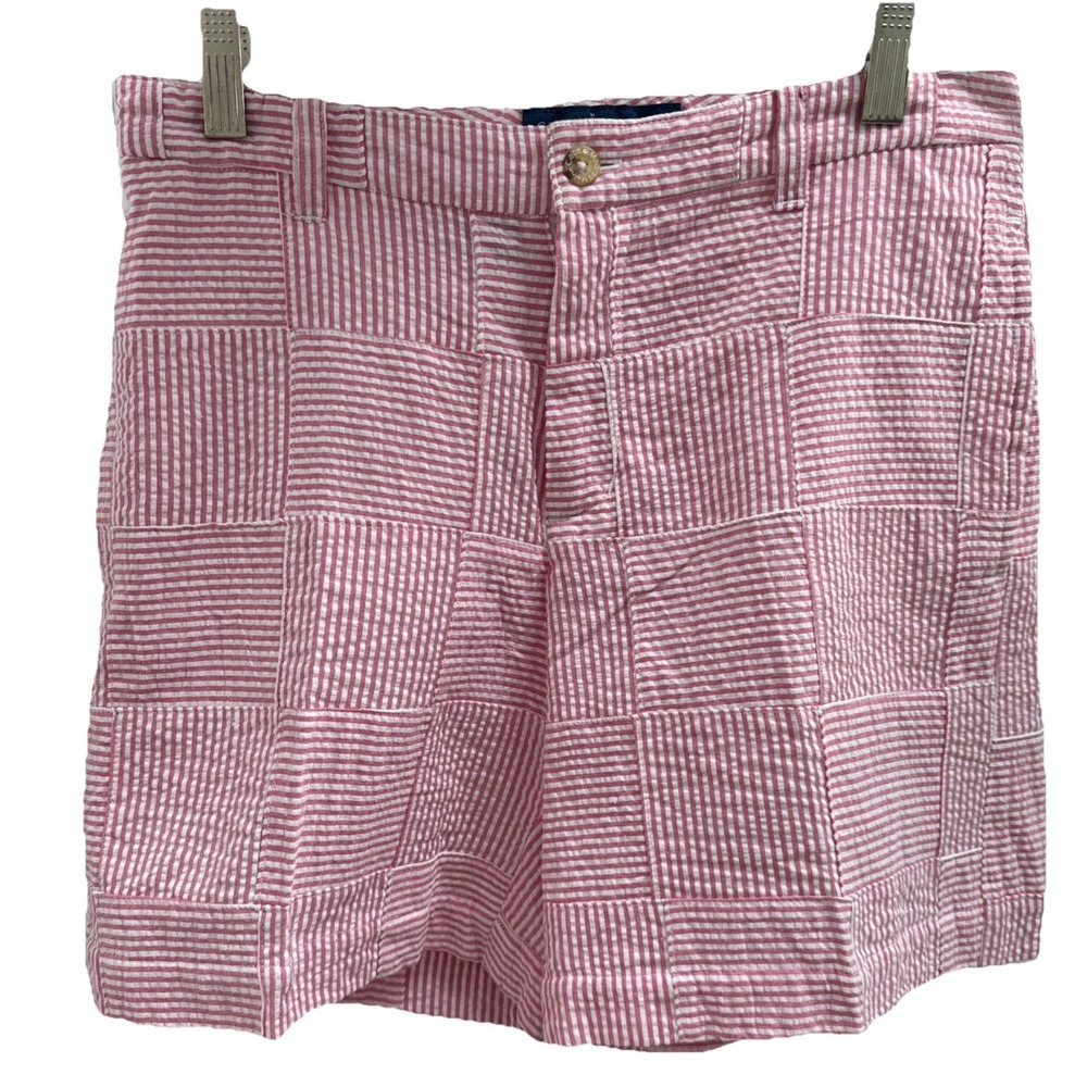 Cape Madras Seersucker Short Pink Striped Patchwork Bermuda Shorts Size 4 Preppy